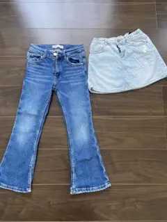 ZARA フレアデニムパンツとスカートセット 7・6サイズ
