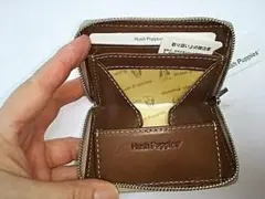 O 130M ハッシュパピーBOX小銭入 ブラウン ラウンドコインケース レザー