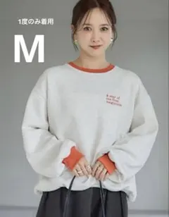 しまむら　田中里奈mysa closet 配色ロゴ刺繍スウェット　M