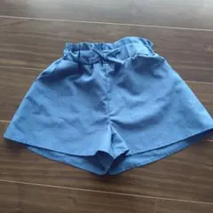 ショートパンツ 半ズボン 青色 130センチ ウエストリボン付き