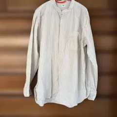 UNIQLO ストライプ スタンドカラーシャツ 長袖 XL