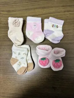 新生児から　ベビー靴下 5足セット　まとめ売り　女の子　7〜9cm