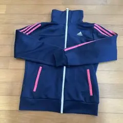adidas ジップアップジャージ M ネイビー/ピンク