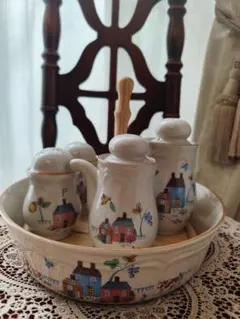 昭和レトロ　キュービック　調味料入れ　レトロポップ　箱付　未使用品　イエロー 昭和レトロ キュービック 調味料入れ レトロポップ 箱付 未使用