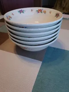 ラーメン丼とチャーハン丼 陶器 6個x2種類セット 花柄と鳥模様他