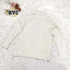 s.1890【エイチヴィシー】長袖 ハイネック ニット ケーブル編み ホワイトのサムネイル