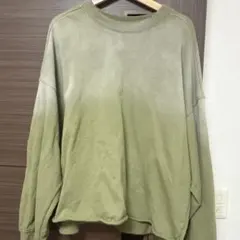 1/31まで！H&M 短丈メンズトレーナー Lサイズ オリーブグリーン