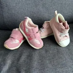 ピンク スニーカータイプ ベビーシューズ２点セット