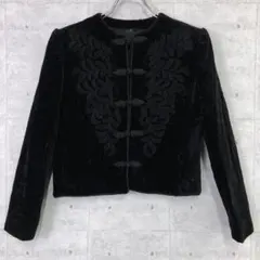 バブル J&R 古着 チャイナボタン 刺繍 ベルベットノーカラージャケットのサムネイル