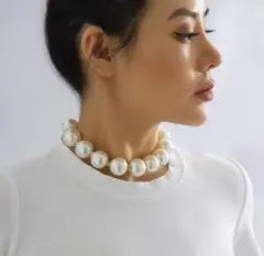 p16新作☆大粒ロングゴールドパールネックレス結婚式ウエディング☆670