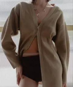 Pasterip Curve sleeve metallic cardigan