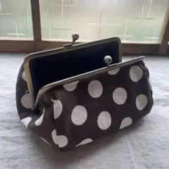 2026年 新作　4月からの新生活にデカドットブラウンメイクポーチ　ハンドメイド