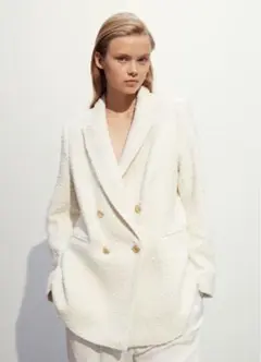 ホワイト　H&M テクスチャードブレザー