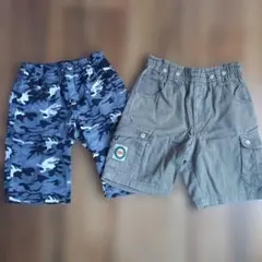 迷彩柄・ベージュハーフパンツセット　120