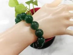 天然石 グリーンメノウブレスレット 内周17.4cm 　　261221206
