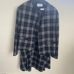 ZARA ネイビー チェック スカートワンピース　ジャケット