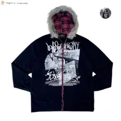 【平成ギャル】b-one-soul ファー付きジップパーカー XL Y2K 韓国