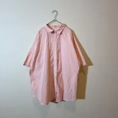 エムズエキサイト 半袖シャツ ピンク 刺繍ロゴ F コットン 春夏 ブラウス