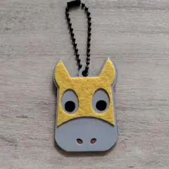 ウマ 馬 キーリング キーホルダー 黃色メンコ 馬グッズ 競馬 乗馬