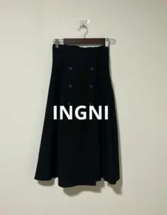 INGNI イング プリーツ切り替え トレンチ ミディスカート ブラックＭ