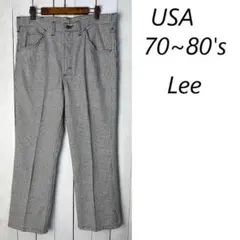 70s～80s USA製 Lee 千鳥格子柄 スタプレスラックスパンツ L～XL