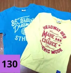 130 長袖薄手トレーナー　長袖Tシャツ　セット　ブルー　イエロー