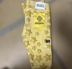 GUAPI PREMIUM スター柄 イエロー デニムパンツ GUAPI PREMIUM スター柄 イエロー デニムパンツ - メルカリ