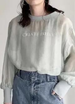 【美品】Fredy emue 38サイズM シアープリントTシャツブラウス 長袖のサムネイル