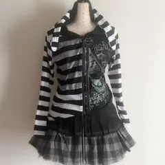 00s 希少 うさ耳 燕尾ボーダー ロゴプリントパーカー　putumayo風のサムネイル