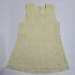 最終お値下げ❗かぎ針編み 淡い黄色のジャンバースカート ハンドメイド 極細