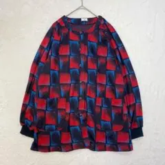 アンゴラニットカーディガン◆日本製 総柄 個性的 ゆったり 羽織り レトロ感