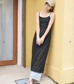 coca アウトブラとろみリブキャミワンピース