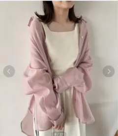 LOWRYS FARM シアーシャツ　ロングスリーブ　ピンク レプシィム