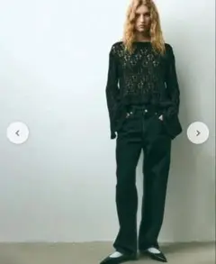H&M 透かし編みニット ブラック 黒
