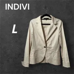 INDIVI L ベージュ テーラード ジャケット フロント 1ボタン 定番 春