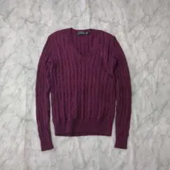 【POLO RALPH LAUREN】ニット Vネック セーター XS ボルドー