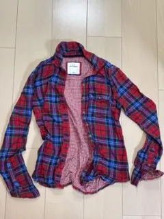 abercrombie 赤青チェックシャツ