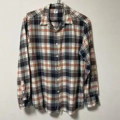 【UNIQLO】チェック柄ネルシャツ XL ネイビー/オレンジ