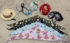 小型犬 首飾り 麦わら帽子 りぼん フリル