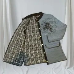 バーバリーブルーキルティングジャケット チェック裏地　M