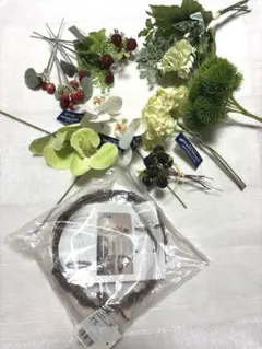 アーティフィシャルフラワーリース素材セット フライングリース 造花