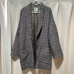 ヴィンテージ 千鳥格子柄 コート ジャケット レッドブラウン 古着 チェック