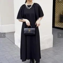 【美品】CPCM 袖フレアパイピングワンピース オケージョン ドレス M