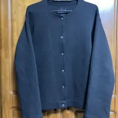 無印良品 二重編みスウェットカーディガン ブラック ボタン付き Lサイズ