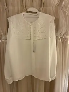 NICE CLAUP刺繍ビックカラー長袖ブラウス　新品未使用