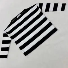 ASSEMBLAGE ボーダーTシャツ 長袖 モノトーン ストレッチ 38サイズ