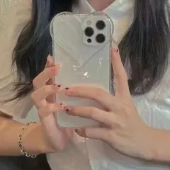 iPhone17 Pro クリアケース ハート型 透明 ソフトケース 耐衝撃