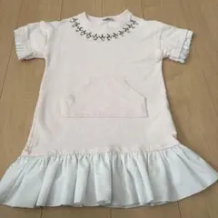 MONNALISA 半袖 ワンピース ビジュー フリル ピンク 6歳のサムネイル