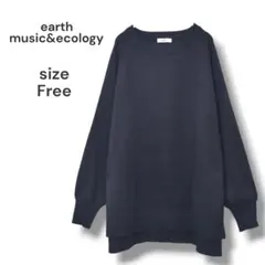 アースミュージックアンドエコロジー　ラグランスウェットプルオーバー　ブラック