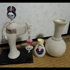 パール装飾 日本人形 工芸品 昭和レトロ　まとめ売り　4品